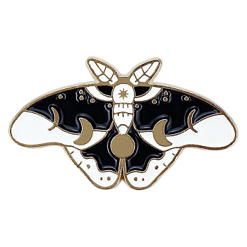 Butterfly Enamel Pins, Alloy Brooches for Backpack Clothes, Black, 20x33mm