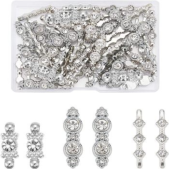 60Pcs 3 Style Alloy Rhinestone Bar Spacers, Platinum, 20pcs/style