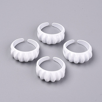 Spray Painted Alloy Cuff Rings, Open Rings, Cadmium Free & Lead Free, White, US Size 7 1/4(17.5mm)