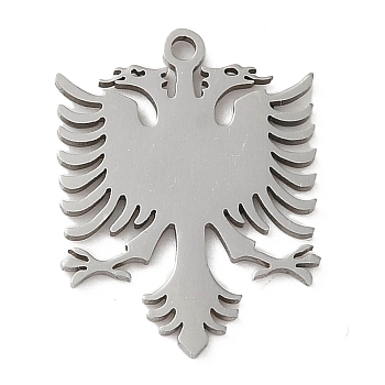 Non-Tarnish 5Pcs 201 Stainless Steel Pendants, Laser Cut, Albanian Double Head Eagle Charm, Stainless Steel Color, 18x13.5x1mm, Hole: 1.2mm