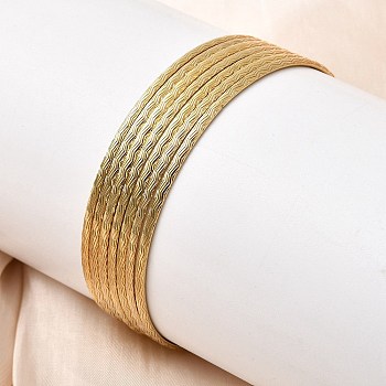 7Pcs 201 Stainless Steel Bangles for Women, Golden, 0.24cm, Inner Diameter: 2-5/8 inch(6.7cm)