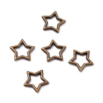 Zinc Alloy Links, Open Back Bezel, For DIY UV Resin, Epoxy Resin, Pressed Flower Jewelry, Star, Antique Bronze, 9x9.5x1mm, Hole: 5mm