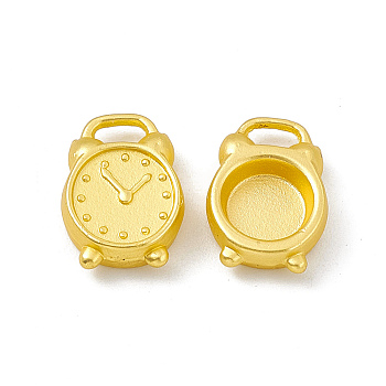 Rack Plating Alloy Charms, Cadmium Free & Lead Free & Nickle Free, Alarm Clock, Matte Gold Color, 13x9.5x3mm, Hole: 2x4mm