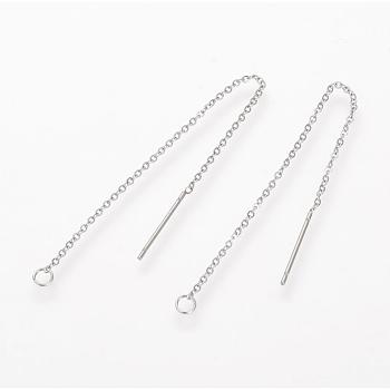 304 Stainless Steel Earring Findings, Ear Threads, Stainless Steel Color, 98x0.5mm, Pin: 0.8mm