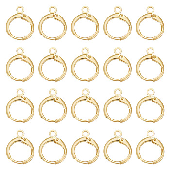 Elite 50Pcs Brass Leverback Earring Findings, with Horizontal Loops, Golden, 14.5x11.5x2.5mm, Hole: 1.8mm, Pin: 0.7mm