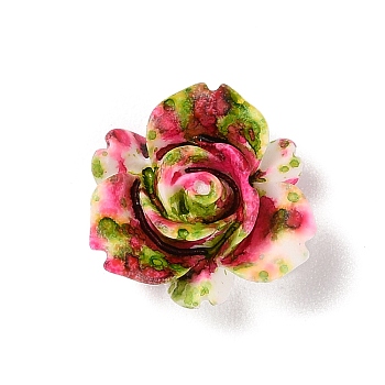 Opaque Resin Beads, Flower, Deep Pink, 15x15x7.5mm, Hole: 1.4mm