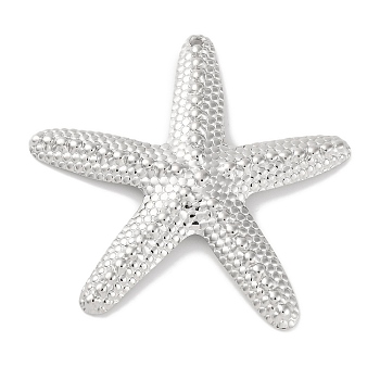 Anti-Tarnish 304 Stainless Steel Big Pendants, Starfish Charm, Stainless Steel Color, 57x59x4.5mm, Hole: 1.5mm