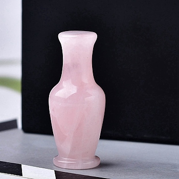 Natural Rose Quartz Carved Healing Vase Figurines, Reiki Energy Stone Display Decorations, 48x20mm
