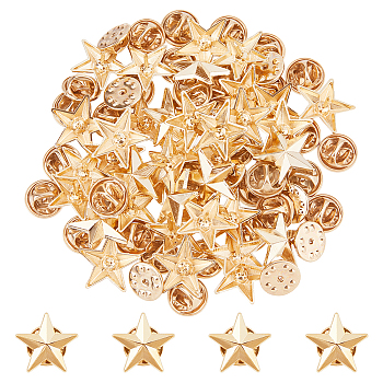 40pcs Alloy Star Brooch, Men's Shirt Collar Pins, Golden, 17x18x4mm