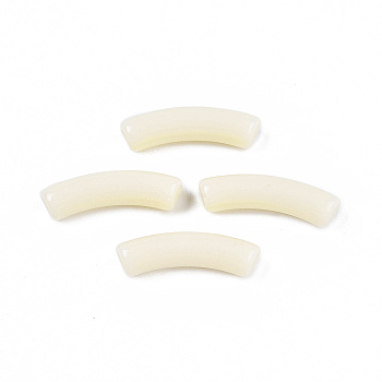 Opaque Acrylic Beads, Curved Tube, Light Yellow, 32x9.5x8mm, Hole: 1.8mm, about 330pcs/500g