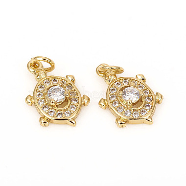 Golden Clear Tortoise Brass+Cubic Zirconia Charms