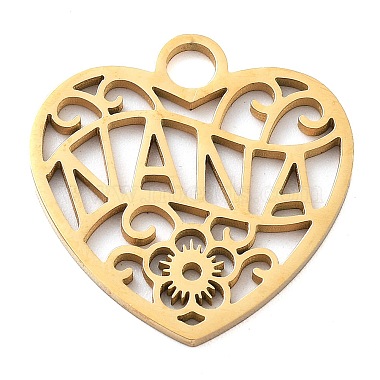 Real 18K Gold Plated Heart 304 Stainless Steel Pendants