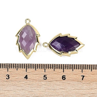 Natural Amethyst Faceted Leaf Pendants(G-I375-04G-11)-3