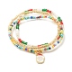 3Pcs 3 Style Glass Seed Stretch Bracelets Set with Alloy Santa Claus for Women(BJEW-JB08204)-1
