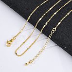 Brass Curb Chains Necklaces for Women, With 304 Stainless Steel Lobster Clasp, Rack Plating, Lead Free & Cadmium Free, Long-Lasting Plated, Real 18K Gold Plated, 17.80 inch(45.2cm)(NJEW-D302-06G)