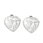 304 Stainless Steel Pendants, Heart with UFO & Mountain Charms, Stainless Steel Color, 21x18x2mm, Hole: 1.6mm(SA-CBAAC28-27P)