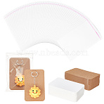 2 Bags 2 Colors Rectangle Paper Keychain Display Cards, Jewelry Display, with 200Pcs Cellophane Bags, Mixed Color, Card: 12x7.5x0.03cm, Hole: 5mm(CDIS-BC0001-02)