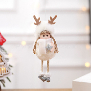 Cloth & Foam Angel Girl Doll with Star Pendant Decorations, for Christmas Tree Hanging Ornaments, White, 150x60mm(WINT-PW0001-050A)