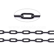 304 Stainless Steel Paperclip Chains, Soldered, with Spool, Electrophoresis Black, 3x1.5x0.3mm, about 32.8 Feet(10m)/roll(CHS-F010-01A-B-01)