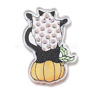 Halloween Theme Ghost Opaque Acrylic Pendants, Pumpkin, 44.5x31.5x2.5mm, Hole: 1.5mm(SACR-Z005-06A)