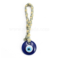 Plastic Turkey Evil Eye Pendants Decorations, Braided Thread for Home Car Hanging Ornaments, Blue, 128mm(PW23040409983)