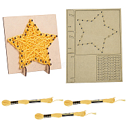 Gorgecraft 1 Set DIY String Art Kit Arts and Crafts for Children, Including Wooden Stencil and Woolen Yarn, Star Pattern, 16x21cm(DIY-GF0004-28A)