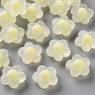 Transparent Acrylic Beads, Frosted, Bead in Bead, Flower, Light Yellow, 16.5x17x9.5mm, Hole: 2.5mm, about 390pcs/500g(TACR-S152-09C-07)