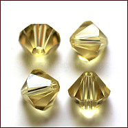 Imitation Austrian Crystal Beads, Grade AAA, Faceted, Bicone, Dark Khaki, 4.55x5mm, Hole: 0.7~0.9mm(SWAR-F022-5x5mm-213)