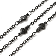 304 Stainless Steel Mushroom Link Chains, with Spool, Soldered, Electrophoresis Black, 11.5x5.5x1.7mm, 2.5x2x0.3mm, about 32.81 Feet(10m)/Roll(STAS-B041-11EB)