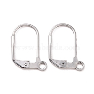 304 Stainless Steel Leverback Earring Findings, with Loop, Stainless Steel Color, 17x10.5mm(STAS-E007-6)