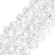 Electroplate Glass Beads Strands, Shell Shape, Clear, 8x9.5x7.5mm, Hole: 0.9mm, about 80~84pcs/strand, 25.20~26.88''(64~67.2cm)(EGLA-T021-11A)