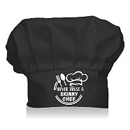 Custom Cotton Chef Hats, Black Hat, White Pattern, Tableware, 67x67mm(AJEW-WH0242-020)