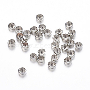 Brass Crimp Beads, Rondelle, Platinum, about 2.5mm in diameter, hole: 1.2mm(J0JMN062)