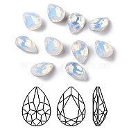 Faceted Teardrop K9 Glass Rhinestone Cabochons, Grade A, Pointed Back & Back Plated, White Opal, 10x7x4mm(RGLA-I001-10x7mm-031)