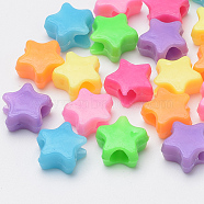 Plastic Beads, Star, Mixed Color, 10x11x5mm, Hole: 3.5mm, about 2500pcs/500g(MACR-S272-42)