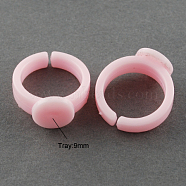 Cuff Colorful Acrylic Ring Components, for Kids, Pink, 14mm, Tray: 9mm(SACR-R740)