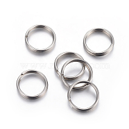 304 Stainless Steel Split Rings, Double Loops Jump Rings, Stainless Steel Color, 12x2mm, Inner Diameter: 10mm, Single Wire: 1mm(A-STAS-P223-22P-07)