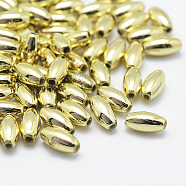 Plating Eco-Friendly Plastic Beads, Oval, Golden Plated, 6x3mm, Hole: 1mm, about 1660pcs/50g(X-KY-K002-03-6X3mm-G)