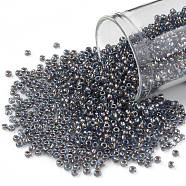 TOHO Round Seed Beads, Japanese Seed Beads, (997) Gilt Lined AB Light Sapphire, 11/0, 2.2mm, Hole: 0.8mm, about 1110pcs/10g(X-SEED-TR11-0997)