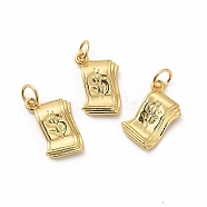 Rack Plating Eco-Friendly Brass Pendants, with Jump Ring, Long-Lasting Plated, Lead Free & Cadmium Free, Dollar Charm, Real 18K Gold Plated, 15x9x2mm, Hole: 4mm(KK-K165-16)
