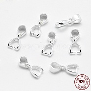 925 Sterling Silver Pendant Bails, Ice Pick & Pinch Bails, Silver, 3x4mm Inner Diameter, 9x5x2mm, Hole: 3x4mm, Pin: 0.8mm(STER-E050-03S)