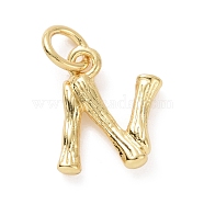 Brass Pendants, with Jump Ring, Golden, Letter Charm, Letter N, 12x9x2mm, Hole: 3mm(KK-K165-04N)
