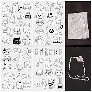 57 Patterns Non-woven Fabrics Water-soluble Embroidery Aid Drawing Sketch, Rectangle, Cat Shape, 297x210mmm, 4 sheets/set(DIY-TAC0100-016)