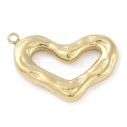 Ion Plating(IP) 304 Stainless Steel Pendants, Manual Polishing, Heart Charm, Real 18K Gold Plated, 14.5x22x3mm, Hole: 1.4mm(STAS-P366-96G)