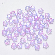 Transparent Glass Beads, Star, Colorful, 8x8.5x4mm, Hole: 1mm(GLAA-R211-04-A01)