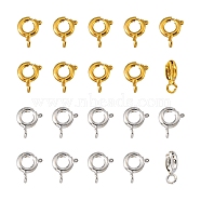 20Pcs 2 Colors Brass Spring Ring Clasps, Jewelry Components, Mixed Color, 6mm, Hole: 1.5mm, 10pcs/color(KK-YW0001-40)