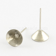 304 Stainless Steel Post Stud Earring Findings for Pointed Back Xilion Rivoli Rhinestone, Stainless Steel Color, Fit for 3mm Rhinestone, Pin: 0.5mm(X-STAS-Q170-19)
