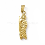 Vacuum Plating 304 Stainless Steel Pendants, Saint Charms, Golden, 26x7x3.5mm, Hole: 6x3mm(STAS-P315-07A-G)
