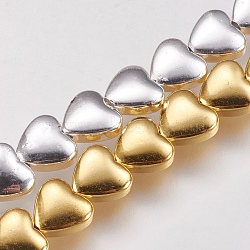 Electroplate Non-magnetic Synthetic Hematite Beads Strands, Heart, Mixed Color, 6x6~6.5x2.5~3mm, Hole: 1mm, about 70~72pcs/strand, 15.5 inch~15.8 inch(G-K239-17)