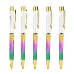 Creative Empty Tube Ballpoint Pens, with Black Ink Pen Refill Inside, for DIY Glitter Epoxy Resin Crystal Ballpoint Pen Herbarium Pen Making, Golden, Colorful, 140x10mm(AJEW-L076-A01)
